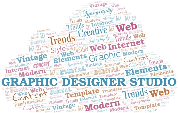 Graphic Designer Studio nuvem de palavras. Wordcloud feito apenas com texto . —  Vetores de Stock