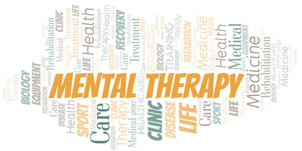Mental Therapy word cloud. Wordcloud made with text only. — Stock Vector