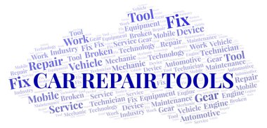 Araba Tamir Araçları kelime bulut.