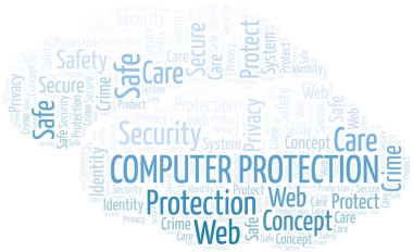 Bilgisayar Koruma kelime bulut. Yalnızca metinle yapılan Wordcloud.