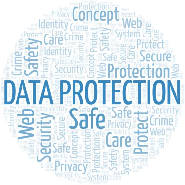 Veri koruma kelime bulutu. Yalnızca metin ile yapılan wordcloud.