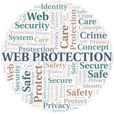 Web Protection kelime bulut. Yalnızca metinle yapılan Wordcloud.