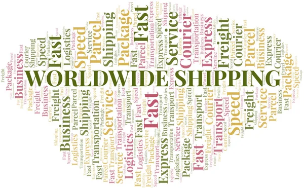 Worldwide Shipping palabra nube. Wordcloud hecho solo con texto . — Vector de stock