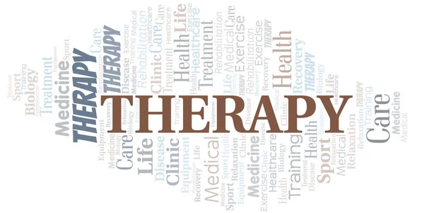 Therapy word cloud. Wordcloud made with text only. — Stock Vector