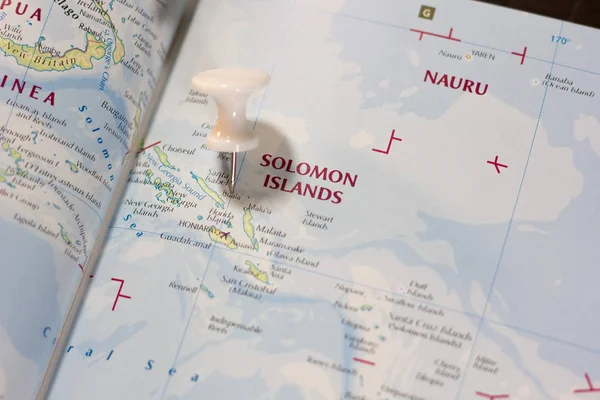 Islas Salomón en el mapa del mundo . — Foto de Stock