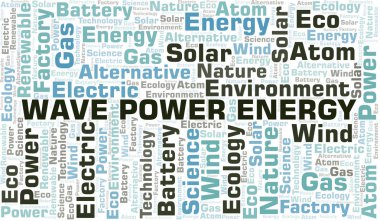 Dalga Güç Enerjisi kelime bulut. Yalnızca metinle yapılan Wordcloud.