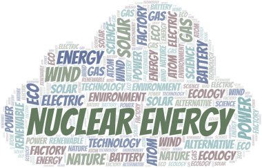 Nükleer Enerji kelime bulutu. Yalnızca metinle yapılan Wordcloud.
