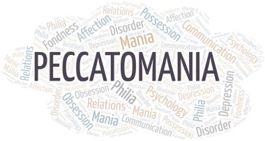 Peccatomania kelime bulut. Yalnızca metinle yapılan mani türü.