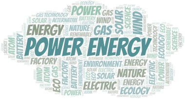 Güç Enerji kelime bulut. Yalnızca metinle yapılan Wordcloud.