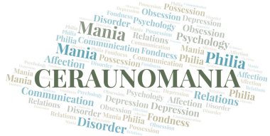 Ceraunomania kelime bulut. Yalnızca metinle yapılan mani türü.