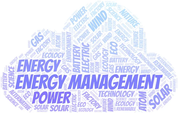 Gerenciamento de energia nuvem de palavras. Wordcloud feito apenas com texto . — Vetor de Stock