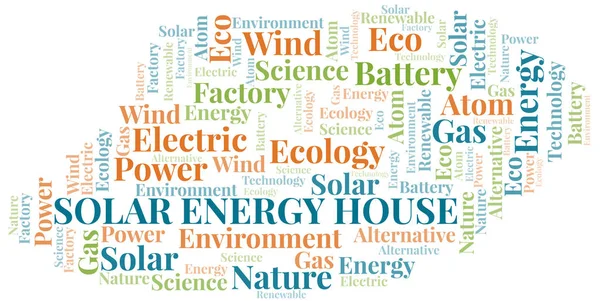 Solar Energy House word cloud. Wordcloud made with text only. — Stock Vector