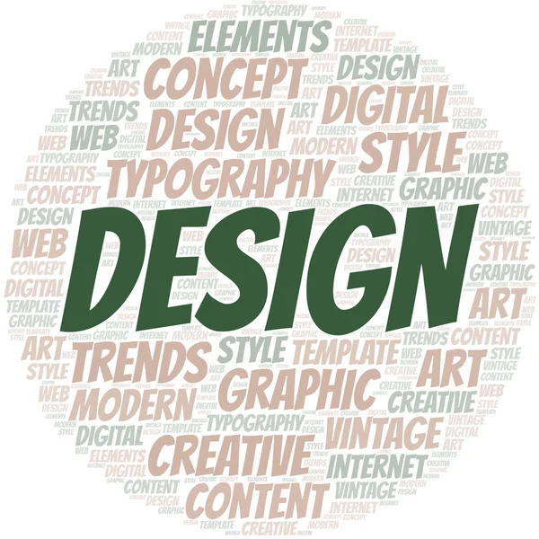 Design szófelhő. A wordcloud csak szövegből készült. — Stock Vector