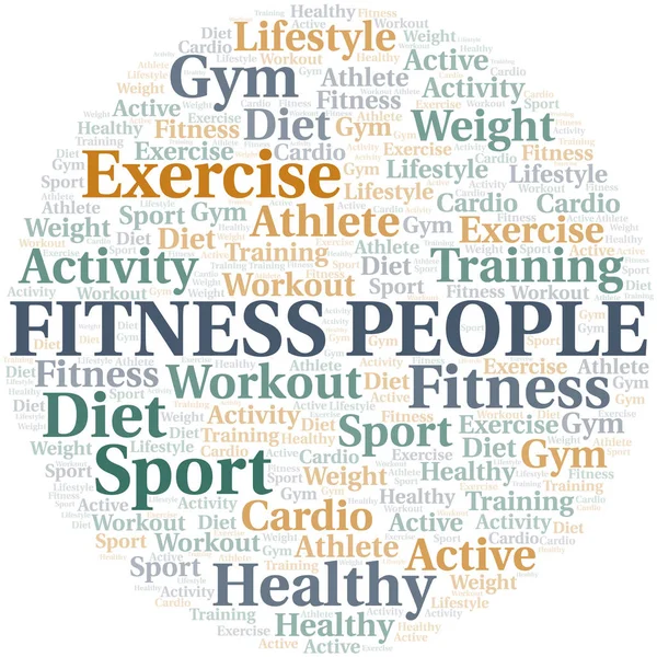 Fitness Persone parola nuvola. Wordcloud realizzato solo con testo . — Vettoriale Stock