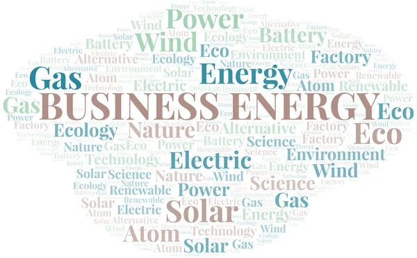 Business Energy Word Cloud. Wordcloud nur mit Text erstellt. — Stockvektor