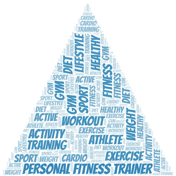 Személyes fitness edző szófelhő. A wordcloud csak szövegből készült. — Stock Vector