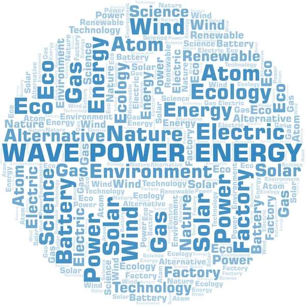 Dalga Güç Enerjisi kelime bulut. Yalnızca metinle yapılan Wordcloud.