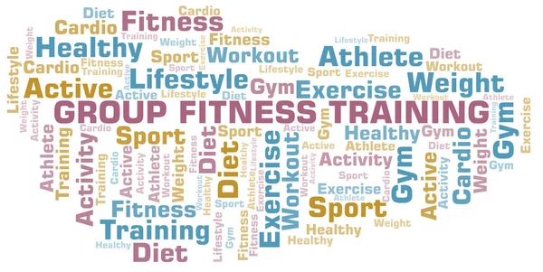 Grupo Fitness Formação nuvem de palavras. Wordcloud feito apenas com texto . —  Vetores de Stock