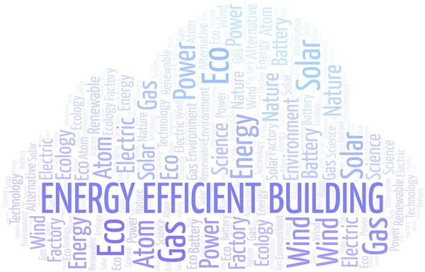 Energieffektiv byggnad Ordmoln. Wordcloud gjort med endast text. — Stock vektor