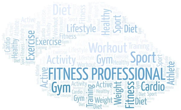 Fitness Professional word cloud. Wordcloud made with text only. — Stock Vector