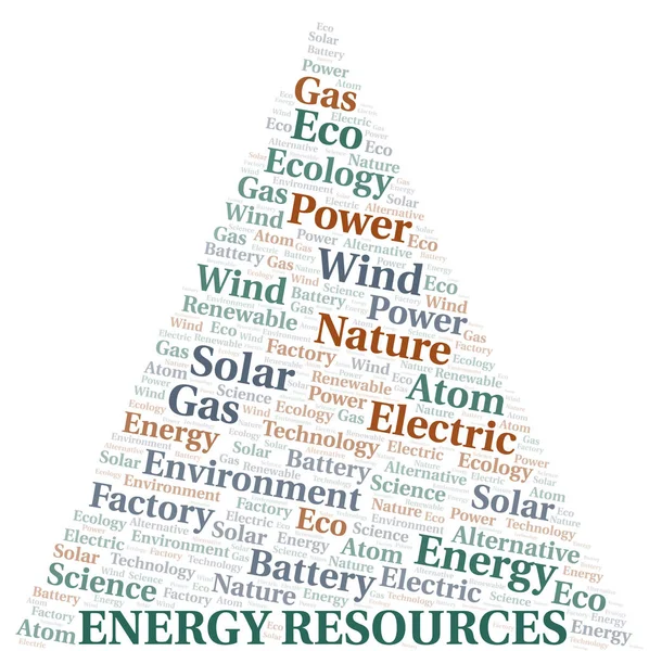 Energy Resources word cloud. Wordcloud made with text only. — Stock Vector