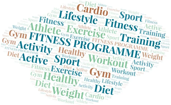 Fitness Programme word cloud. Wordcloud made with text only. — Stock Vector