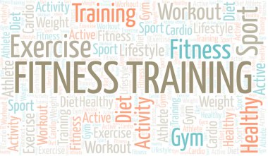 Kelime bulutu eğitim fitness. Yalnızca metin ile yapılan Wordcloud.