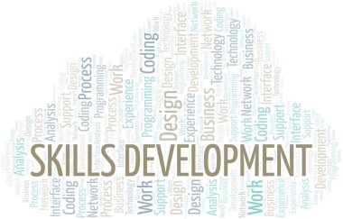 Beceri Geliştirme kelime bulut. Yalnızca metinle yapılan Wordcloud.