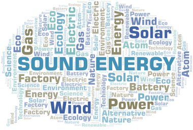 Ses Enerji kelime bulut. Yalnızca metinle yapılan Wordcloud.