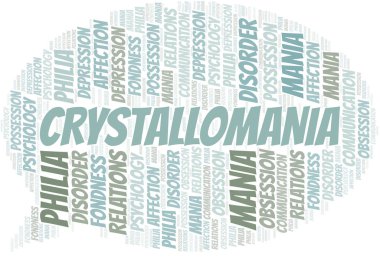 Crystallomania kelime bulutu. Yalnızca metinle yapılan mani türü.