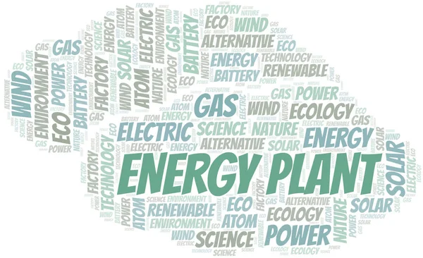 Energy Plant word cloud. Wordcloud made with text only. — Stock Vector