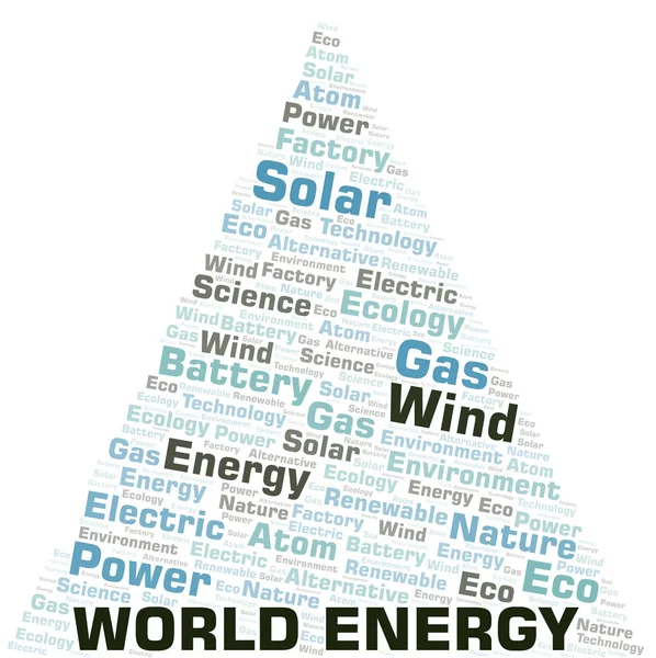 Mundo Energia nuvem de palavras. Wordcloud feito apenas com texto . —  Vetores de Stock