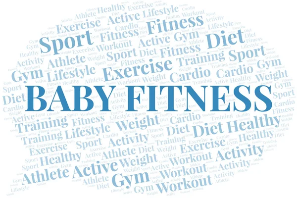 Baby Fitness Ordmoln. Wordcloud gjort med endast text. — Stock vektor