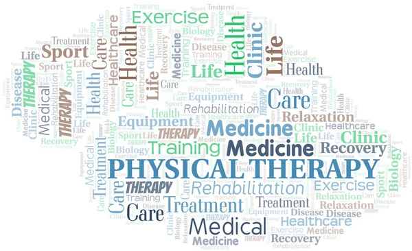 Physical Therapy word cloud. Wordcloud made with text only. — Stock Vector