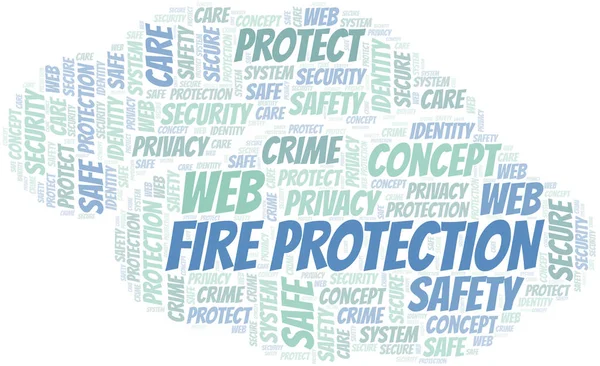 Nube de palabras de protección contra incendios. Wordcloud hecho solo con texto . — Archivo Imágenes Vectoriales