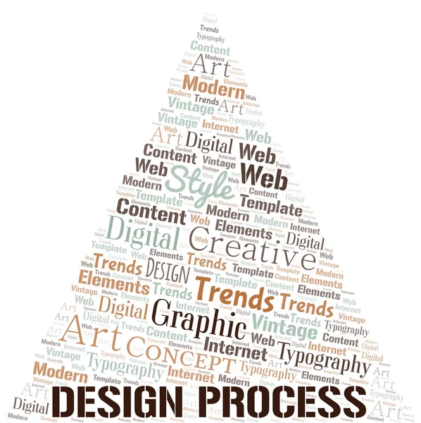 Design process Word-moln. Wordcloud gjort med endast text. — Stock vektor