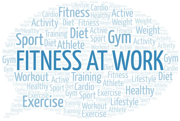 Nube de palabras de Fitness At Work. Wordcloud hecho solo con texto . — Archivo Imágenes Vectoriales