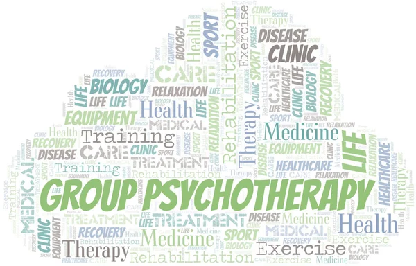 Group Psychotherapy word cloud. Wordcloud made with text only. — Stock Vector