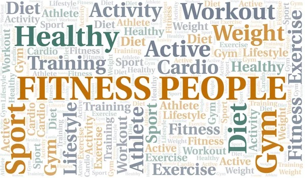 Fitness Persone parola nuvola. Wordcloud realizzato solo con testo . — Vettoriale Stock