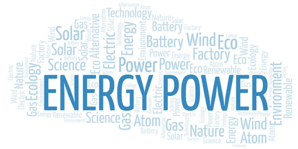 Energi Power Word Cloud. Wordcloud gjort med endast text. — Stock vektor