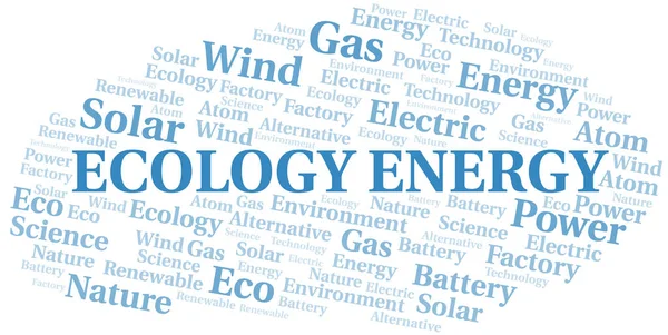 Ecologia Energia nuvem de palavras. Wordcloud feito apenas com texto . — Vetor de Stock