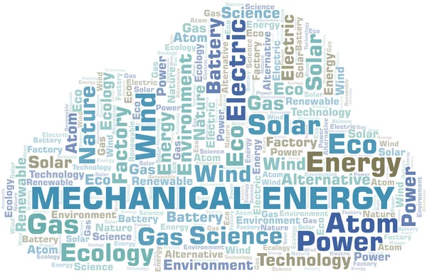 Mekanisk energi Word Cloud. Wordcloud gjort med endast text. — Stock vektor