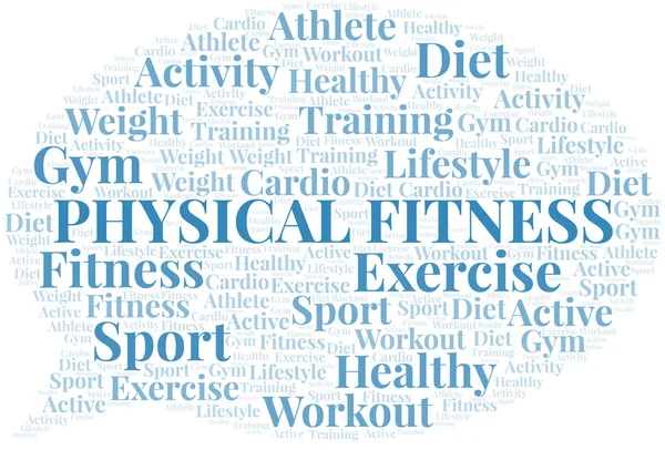 Fysieke fitness woord wolk. Wordcloud gemaakt met alleen tekst. — Stockvector