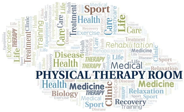 Physical Therapy Room word cloud. Wordcloud made with text only. — Stock Vector