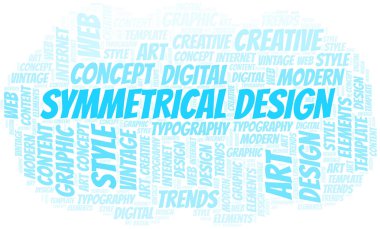 Simetrik tasarım kelime bulutu. Yalnızca metin ile yapılan wordcloud.