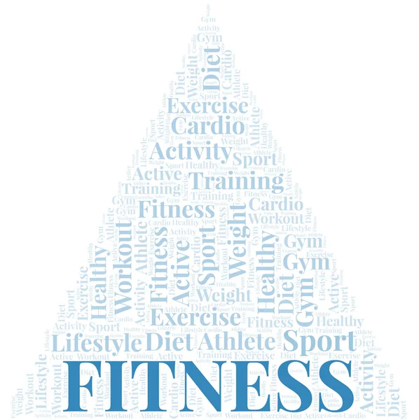 Fitness word cloud. Wordcloud made with text only. — Stock Vector