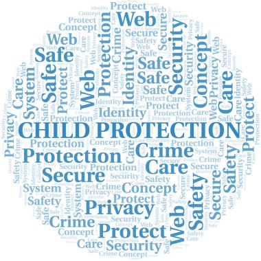 Çocuk koruma kelime bulutu. Yalnızca metin ile yapılan wordcloud.