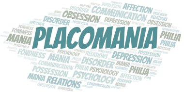Placomania kelime bulut. Yalnızca metinle yapılan mani türü.