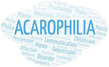 Acarophilia kelime bulutu. Philia Türü.