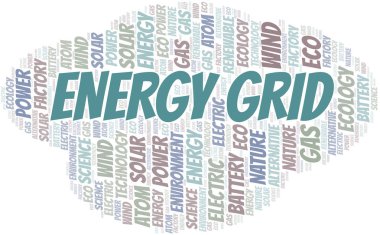Enerji Izgara kelime bulutu. Yalnızca metinle yapılan Wordcloud.